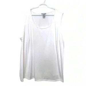Catherine’s Bright  White Sleeveless Top, Stretch, Wrinkle Free 3X